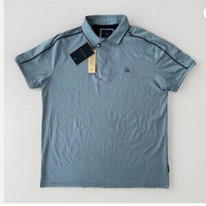 NEW Marc Asher Men’s Contrast Tipped Design Polo Shirt Blue Men's Size XL Golf